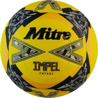 mitre Impel Futsal-Ball | Hallenfußball | Fußball mit geringer Sprungkraft Fußball, Fluoreszierendes Gelb/Schwarz/Circular-Grau, 4