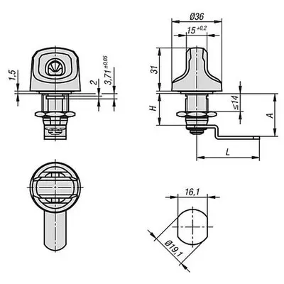 DREHRIEGEL MIT FREILAUF, MIT KNEBEL, H=22,4, A=24,8, ZINK VERZINKT UND PASSIVIERT, KOMP:ZINK SCHWARZ