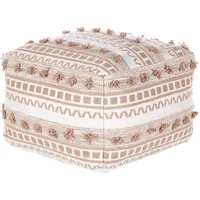 Beliani Pouf Baumwolle Beige 50 x 50 x 35