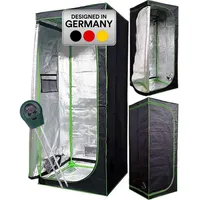 Mucola Growzelt 60x60x120 cm Set mit 3-in-1 Messgerät Zuchtzelt für Hydrokulturen zur Pflanzenzucht | licht- und wasserdicht | Indoor Grow Tent mit reflektierender Innenfolie Zimmergewächshaus