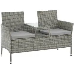 SVITA CHICAGO Rattan-Bank Garten-Bank Lounge Sitzecke Grau
