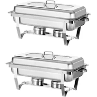 Jacgood Chafing Dish Profi Set Toulouse, Edelstahl Warmhaltebehälter, Speisewärmer, Rechaud, Chafing Dishes für Catering, Buffet und Party (2 Packung)