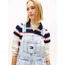 Tommy Hilfiger Kurzoverall TOMMY JEANS "MIA DUNGAREE SHORT EXT BJ6014", Damen, Gr. XL (42), N-Gr, denim light, Denim/Jeans, Obermaterial: 100% Baumwolle, unifarben, relaxed fit kurz, Overalls Kurzoverall, im lässigen Latzhosen-Design