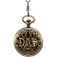 JewelryWe Vatertagsgeschenk Herren Antik Bronze Ton Dad Anhänger mechanische Taschenuhr Halskette 36,1 cm Kette (mit Geschenk Tüte)
