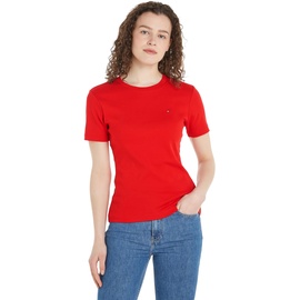 Tommy Hilfiger Damen T-Shirt Kurzarm New Slim Cody Rundhalsausschnitt, Rot (Fierce Red), M