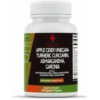 Bio Apfelessig Kapseln mit Ashwagandha, Kurkuma & Garcinia Extrakt, Natürliche Antioxidantien für Stoffwechsel und Energie, curcumin - 60 Kapseln