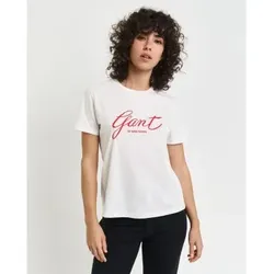 Gant für Damen. 4201251 T-Shirt mit weißer Aufschrift (XS), Lässig, Baumwolle, Kurzarm
