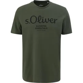 S.Oliver T-Shirt - Basic, Logoprint, Rundhals, Baumwolle Dunkelgrün 2XL