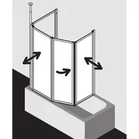 Kermi Vario 2000 Faltwand 2-/1-flügelig V2TS2080142UK 79-81,3x140cm, weiß, ESG SR Opaco
