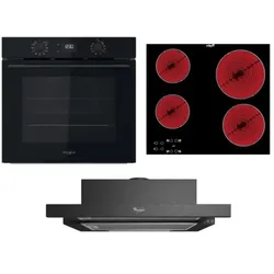 Whirlpool Backofen OMK58CU1SB + Kochfeld AKT8090NE + Abzugshaube AKR7491NB