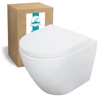 Calmwaters Wand-WC spülrandlos Raumspar-WC Verkürzt 45 cm Set WC-Sitz,