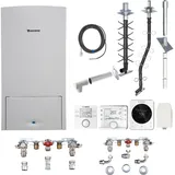 Bosch BOSCH/Junkers Gas-Brennwerttherme Cerapur ZSB 24-4 C 23 Erdgas E/H, mit CR 120, & Außenfühler TA, mit Anschlussplatte Unterputz, Speicherfühler, SF4, Schachteinbau starr m