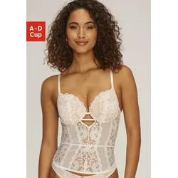 Corsage JETTE, Damen, Gr. 80, Cup C, beige (creme), Spitze, Netz, Obermaterial: 77% Polyamid, 14% Polyester, 9% Elasthan, sexy, Corsagen, mit Push-up-Kissen und abnehmbare Strapse, sexy Dessous, Reizwäsche