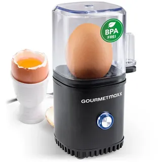 GOURMETmaxx Eierkocher, 70 W, für perfekte Frühstückseier, mit Messbecher & Ei-Stecher schwarz 8 cm x 7.6 cm x 13.7 cm