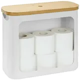Relaxdays Toilettenpapier Aufbewahrung 12 Rollen, Weiß,Hellbraun