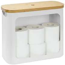 Relaxdays Toilettenpapier Aufbewahrung 12 Rollen, Weiß,Hellbraun