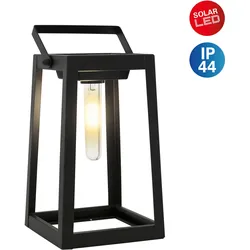 LED Solarleuchte NÄVE "Camping", schwarz, B:15,00cm H:25,50cm L:15,00cm, Lampen, incl. 1x LED warmweiß, mit Henkel, schwarz, h: 25,5cm