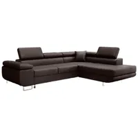 Luxusbetten24 Schlafsofa Designer Sofa Aston Kunstleder, mit Stauraum und Schlaffunktion braun