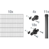 GAH Alberts Alberts Einstabmatten Zaun-Set anthrazit, zum Einbetonieren, 100 cm, 20 m