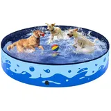 Yaheetech Hundepool Ø 160 cm, Swimmingpool für Hunde Planschbecken 160 x 30 cm Faltbar blau