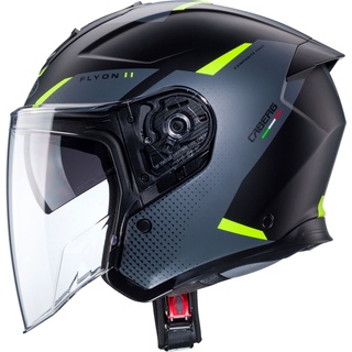 Caberg Flyon II Boss, casque à jet - Mat Noir/Gris/Jaune Néon - L