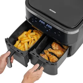 Severin HEIßLUFTFRITTEUSE FR 2453, Schwarz, Metall, Kunststoff, 3.25 L, 33.5x31.5x36.5 cm, Temperaturanzeige, Timer, Programm wählbar, Display, Touchscreen, Küchengeräte, Fritteusen