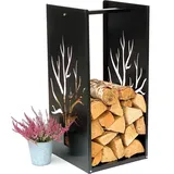 DanDiBo Ambiente DanDiBo Kaminholzregal Metall Schwarz Innen Kaminholzständer 96196 Holzkorb 80 cm Kaminholzhalter Holzregal Eckig Baum