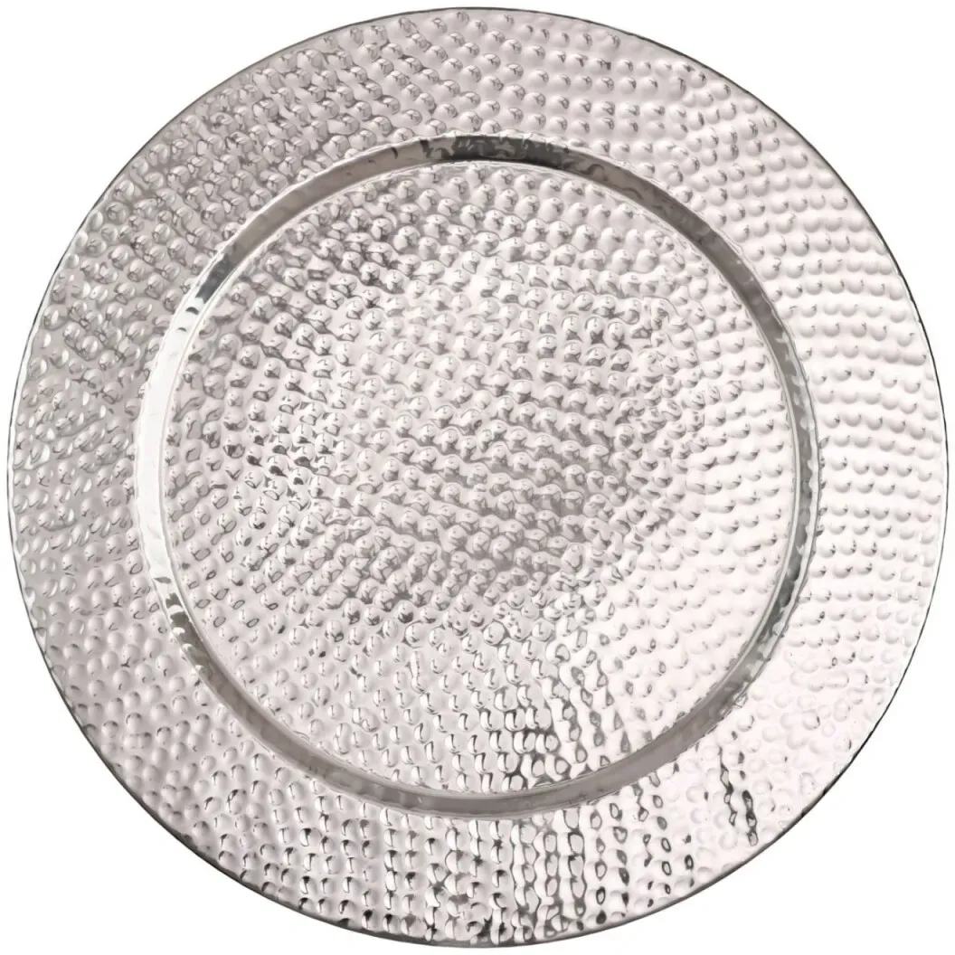 Tablett Nizza silberfarben rund aus Aluminium 60cm modernes Design