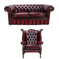 JVmoebel Chesterfield-Sofa, Designer Leder Textil Sofa Couch Polster Sofagarnitur Chesterfield rot
