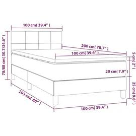 vidaXL Boxspringbett mit Matratze & LED Dunkelbraun 100x200 cm Stoff