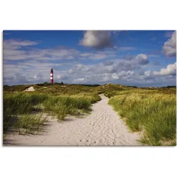Wandbild ARTLAND "Strandweg zum Leuchtturm - Insel Amrum", bunt (farbe bild(er): bunt), B:90cm H:60cm, Bilder, als Alubild, Outdoorbild, Leinwandbild, Poster in verschied. Größen