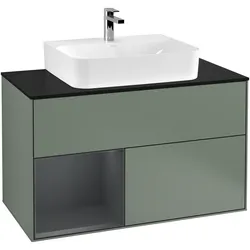 Villeroy & Boch Waschtischunterschrank „Finion“ für Schrankwaschtisch 1000 × 603 × 501 mm Olive Matt Lacquer, für Becken mittig