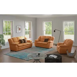 Cotta Polstergarnitur COTTA "Casino, Sofa Set, 3-2-1 Sitzer, Wohnzimmer Garnitur", braun (amber), H:88cm T:92cm, 100% Echtleder, Sitzmöbel-Sets, Sessel, 2-Sitzer, 2,5-Sitzer, hohe Rückenlehne