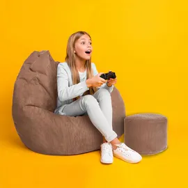 DreamRoots Sitzsack, Hellbraun, Textil, 70x105x70 cm, Oeko-Tex® Standard 100, Wohnzimmer, Hocker, Sitzsäcke, XXL Sitzsäcke