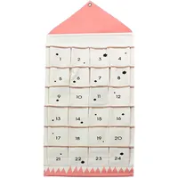 Adventskalender zum Befüllen Weihnachten Kalender Befüllbar, 24 Taschen Stoff Weihnachtskalender zum Aufhängen Weihnachtlichen Ornamente (Rot)