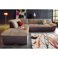 Ecksofa DOMO COLLECTION "Splash L-Form" Sofas Gr. B/H/T: 271cm x 76cm x 232cm, Kunstleder SOFTLUX-Struktur, Ottomane links, ohne Bettfunktion, braun (braun/braun/beige) wahlweise mit Bettfunktion