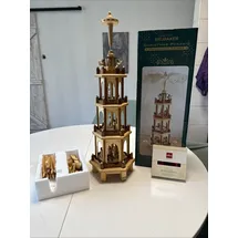 Brubaker Weihnachtspyramide Holzpyramide - Natur - 4 Etagen - 60 cm Höhe - handbemalte Figuren