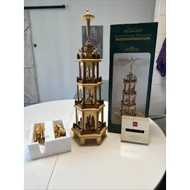 Brubaker Weihnachtspyramide Holzpyramide - Natur - 4 Etagen - 60 cm Höhe - handbemalte Figuren