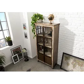 MASSIVMOEBEL24.DE Vitrine Mango 90 x 40 x 180 cm Braun