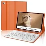 Tiiomioon Tastatur Hülle für Samsung Galaxy Tab A11 Plus 11" 2025, Abnehmbare Hülle mit Tastatur mit Stifthalter Kompatibel mit Galaxy A11+ 2025/ A9+ 2023 Schlitzhülle, Orange