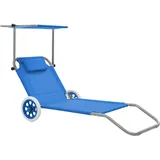 vidaXL Sonnenliege Dach Blau Klappbar Strandliege Gartenliege Relaxliege Liege