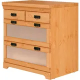 Home affaire Unterschrank Rügen Breite 80 cm, Kiefer massiv, Schubkästen mit Glaseinsatz beige