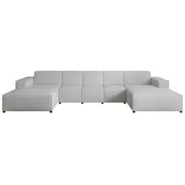 beautysofa Ecksofa PEDRO U XL, breite Ottomane, Farbe: Hellgrau (Raven06) - Hellgrau
