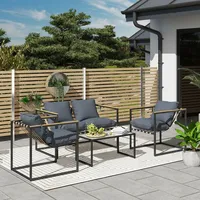 Outsunny Stahl Gartenmöbel Set 4 Personen wetterfest Balkonmöbel-Set mit