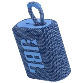 JBL GO 3 Eco – Kleine Bluetooth Box aus recyceltem Material in Blau – Wasserfester, tragbarer Lautsprecher für unterwegs – Bis zu 5h Wiedergabezeit mit nur einer Akkuladung