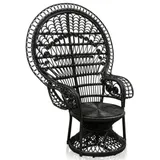 Casa Padrino Luxus Rattan Sessel Schwarz 114 x 80 x H. 150 cm - Vintage Möbel
