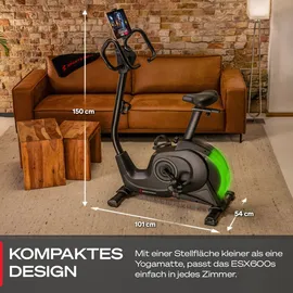 Sportstech Ergometer ESX600s | 10 KG Schwungmasse | 360° Tablet-Halterung - Schwarz