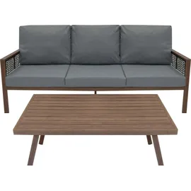 Jardi 4-teilige Aluminium-Sofagarnitur Holz braun