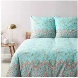 BASSETTI Bettwäsche IND ROSES, Satin, 3 teilig, aus satinierter Baumwolle, blau