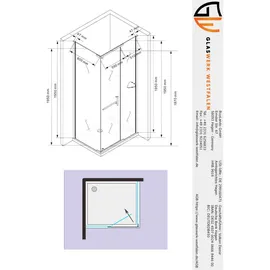 Buylando Clara Eckdusche mit Drehtür 120 x 195 cm silber satiniert D648360641500